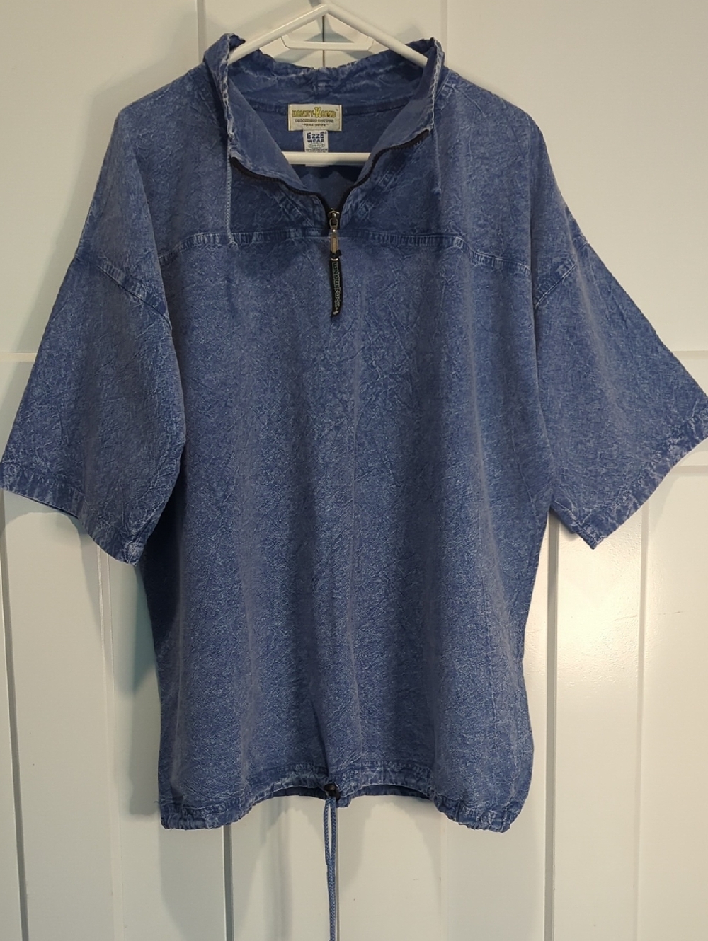 Vintage 1990s Ezze Wear Acid Wash Denim Short Sleeve Cotton Pullover Size L